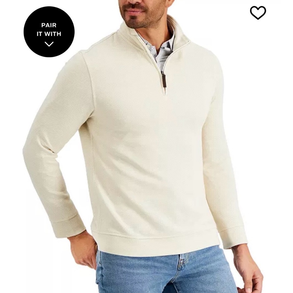Club Room cream quarter zip sweater
